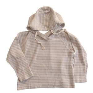 Lilla P Striped Hooded Pullover Top Women's Medium Hoodie Sweatshirt 100% Cotton